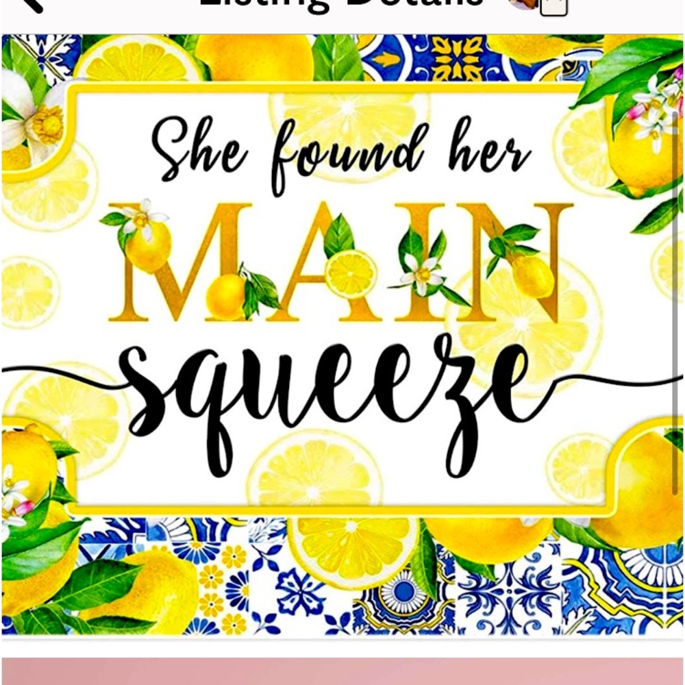 68" X 45" Lemon Bridal Shower Backdrop | She Found Her Main Squeeze